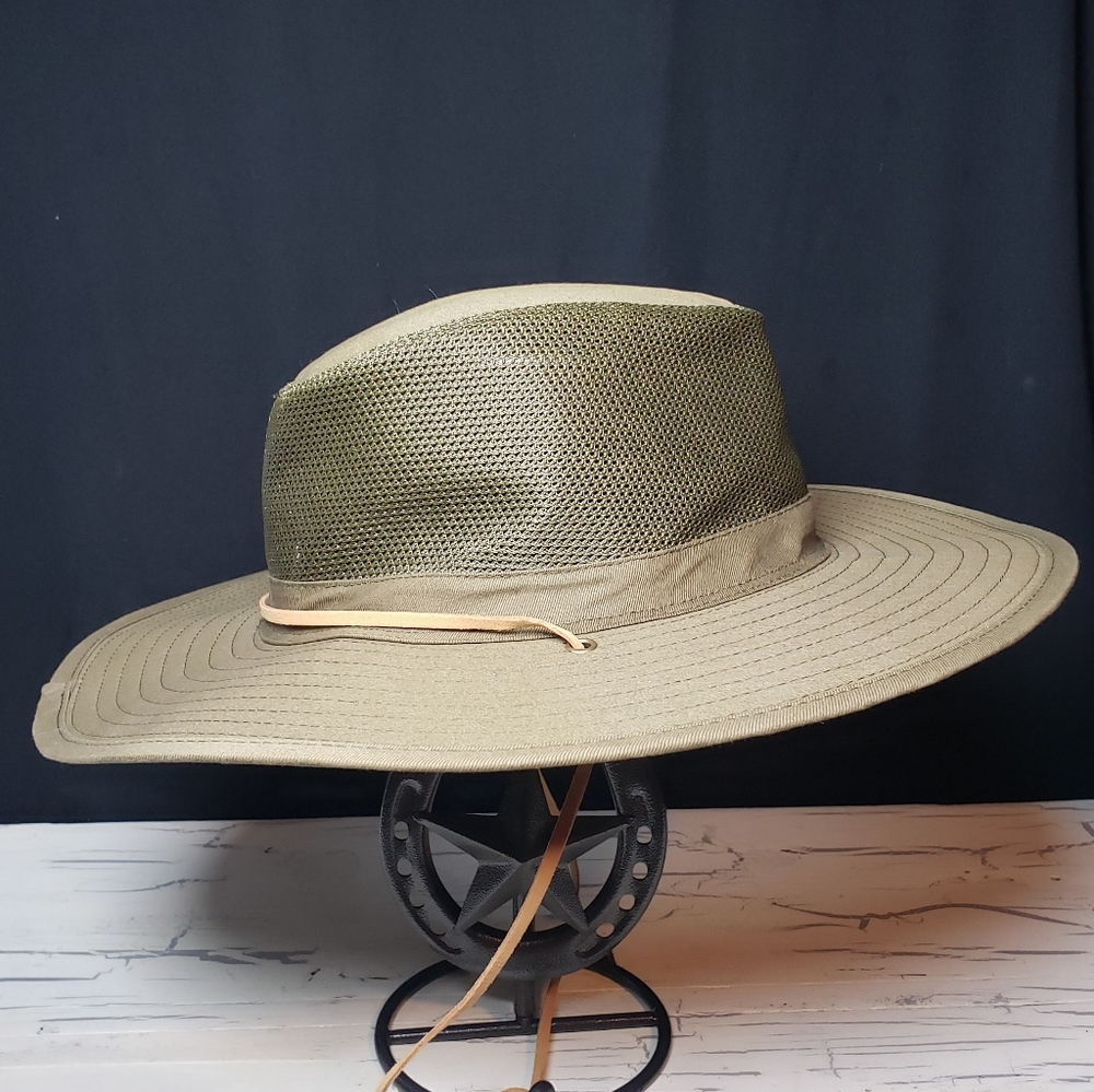 Goldcoast Sunwear 'Stream' Pike Crown Mesh Safari Hat in OD Green - One Size - Picture 3 of 16